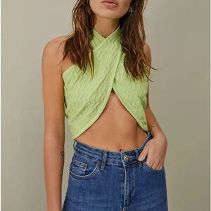 House of Sunny Island Halter Top Sisi Grass Green